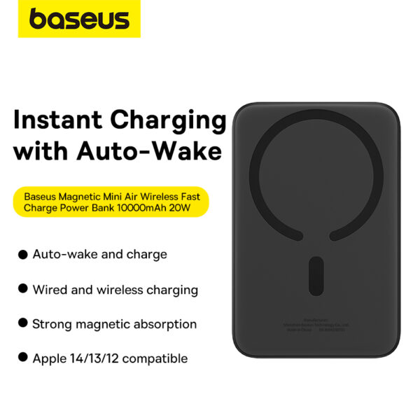 Baseus Magnetic Power Bank 20W 10000Mah Power Bank for Iphone 15 14 13 12 Series Android  Black P10059001113-00 - Image 7