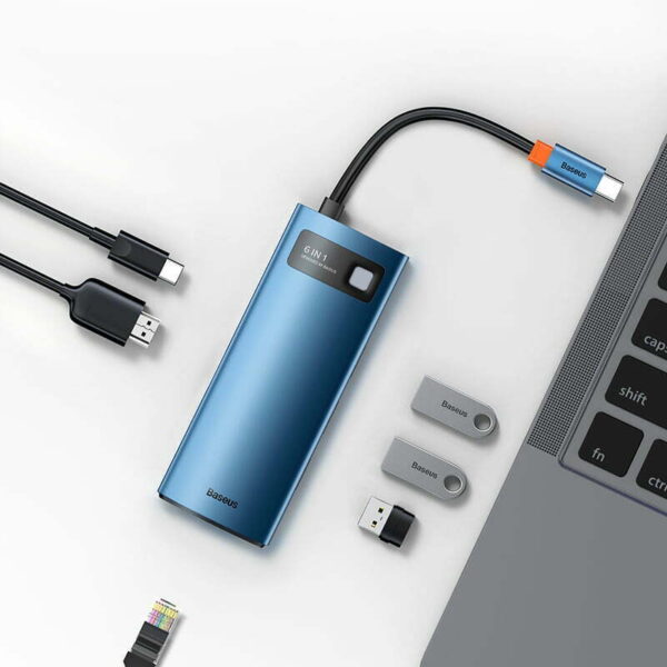 Baseus Metal Gleam Series 6-in-1 Multifunctional Type-C HUB Docking Station Blue WKWG000003 - Image 2