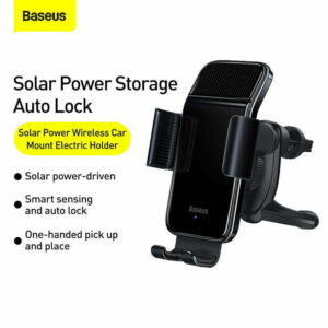 Baseus Smart Solar Power Wireless Car Mount Electric Holder Black SUZG000001