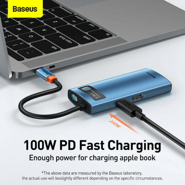 Baseus Metal Gleam Series 6-in-1 Multifunctional Type-C HUB Docking Station Blue WKWG000003 - Image 6