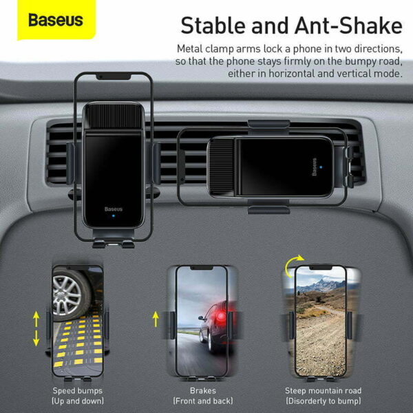 Baseus Smart Solar Power Wireless Car Mount Electric Holder Black SUZG000001 - Image 7