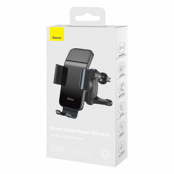 Baseus Smart Solar Power Wireless Car Mount Electric Holder Black SUZG000001 - Image 4