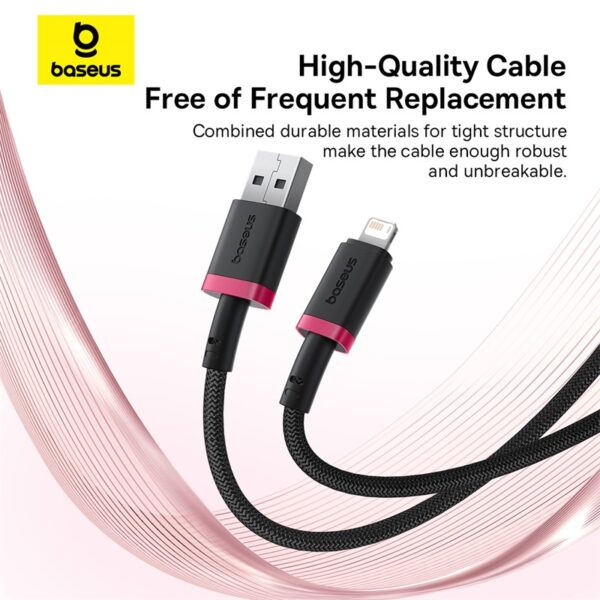 Baseus Cable For Iphone Dura Series Fast Charging Cable USB to Lightning  2.4A 2m Red+Black P10377801U01-03 - Image 5