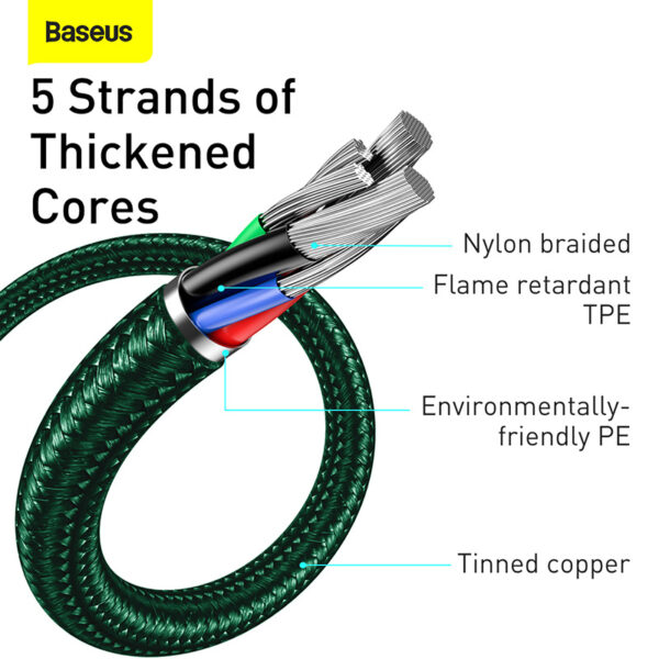Baseus  Display Fast Charging Data Cable USB to Type-C 66W 1m Green CASX020006 - Image 4