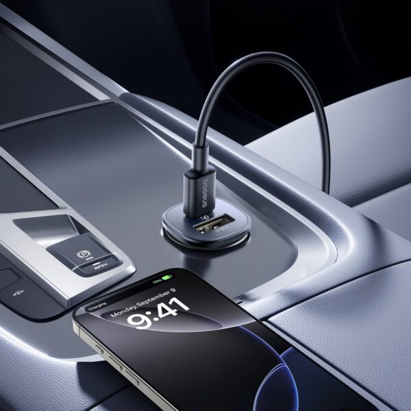 Baseus Car Charger GoTrip Series Dual Output 1xType-c PD 1x USB A 30W Cosmic Black C00072300123-00 - Image 5