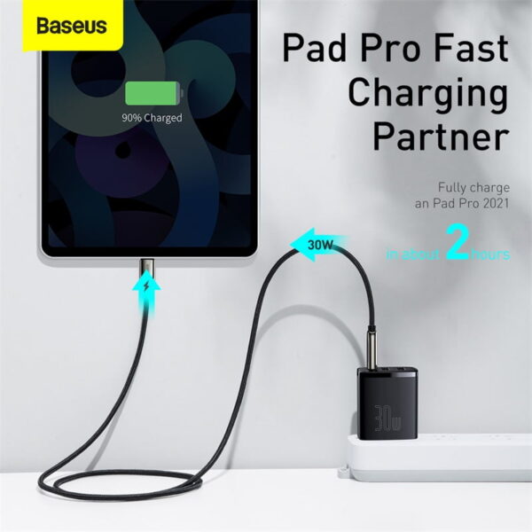 BASEUS Compact Quick Charger 2U+C Three Ports 30W Travel Power Adapter CN Plug - Black CCXJ-C01 -3 Months Replacement Warranty - Image 7