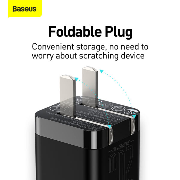 Baseus PD 20W Charger For Iphone 11 12 13 14 Series Super Si Pro Quick Charger 1C With Type-C to Lightning For Iphone  cable Black - Image 4