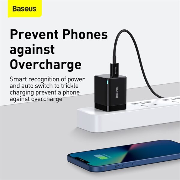 Baseus PD 20W Charger For Iphone 11 12 13 14 Series Super Si Pro Quick Charger 1C With Type-C to Lightning For Iphone  cable Black - Image 2