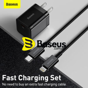 Baseus PD 20W Charger For Iphone 11 12 13 14 Series Super Si Pro Quick Charger 1C With Type-C to Lightning For Iphone  cable Black