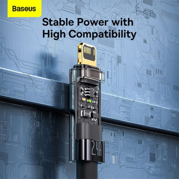 Baseus Cable Usb To Iphone Lightning Explorer Series Auto Power-Off Fast Charging Data Cable  For Iphone 2.4A  CATS000401 Black- 1M - Image 7