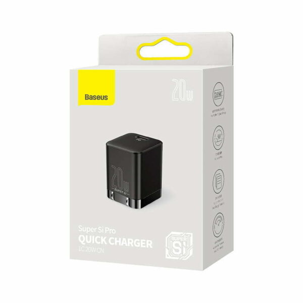 Baseus Super Si Pro Quick Charger 1C 20W CN Black CCSUPP-A01 - 3 Months Replacement Warranty - Image 5