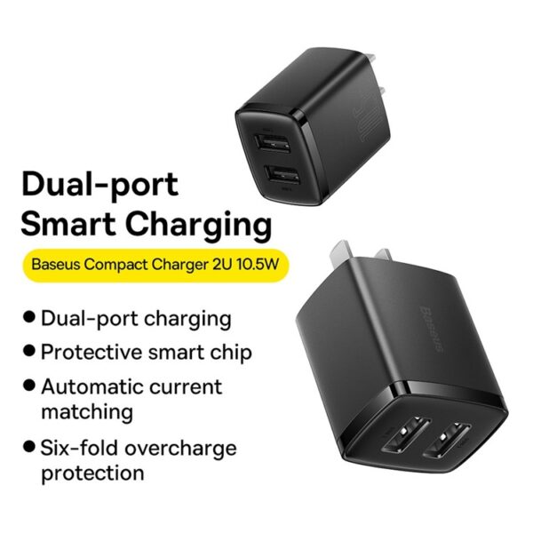 Baseus  CCXJ010001 Compact  Charger 2U 10.5W CN - Black