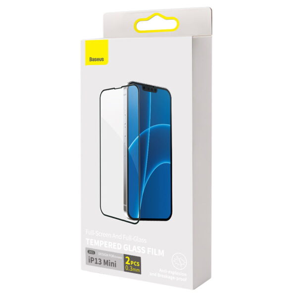 Baseus Full-glass Tempered Glass Film For iPhone 13mini 5.4inch 2021 2pcs pack With Pasting Artifact  Black SGQP010001 - Image 7