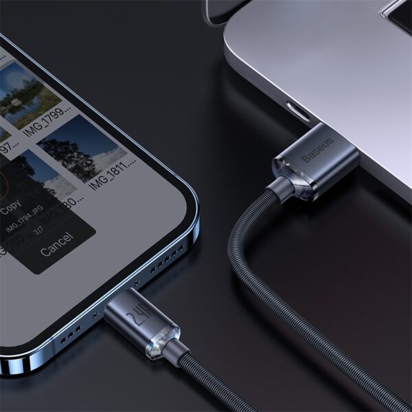 Baseus Crystal Shine Series 2.4A Fast Charging USB to Lightning Data Cable 2m Black CAJY000101 - Image 2