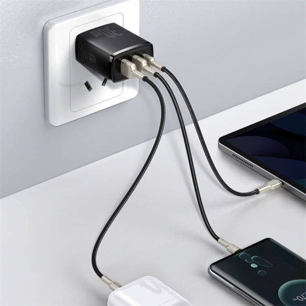 BASEUS Compact Quick Charger 2U+C Three Ports 30W Travel Power Adapter CN Plug - Black CCXJ-C01 -3 Months Replacement Warranty - Image 3
