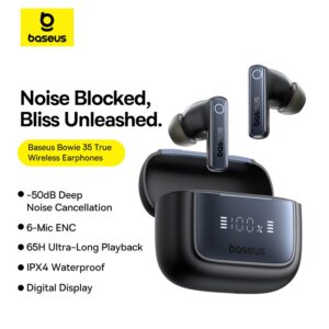 Baseus Bowie 35 ANC True Wireless Earphones 65Hours Long Battery Life  Cosmic Black A00073800123-00