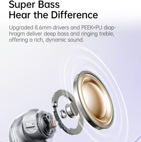Baseus TWS Bass BD1  True Wireless Earbuds 8hour Long Music Time Cosmic Purple A00084601513-Z1 - Image 2
