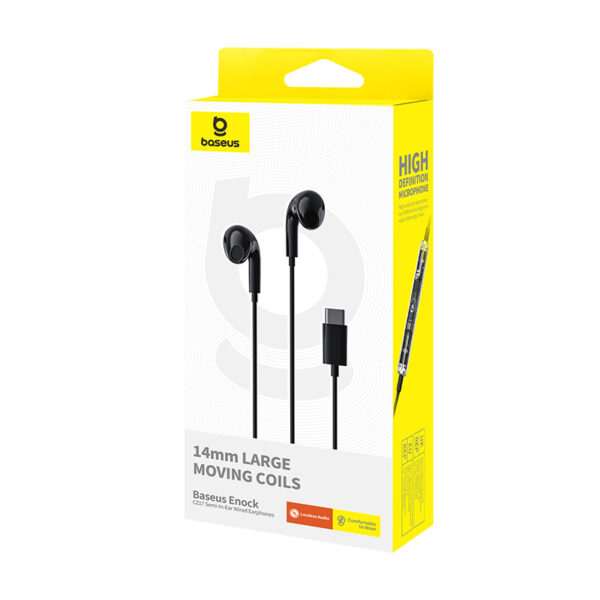 Baseus Type-C Earphone Encok CZ17 Semi-In-Ear Wired  Cluster Black A00170000113-Z1 - Image 3
