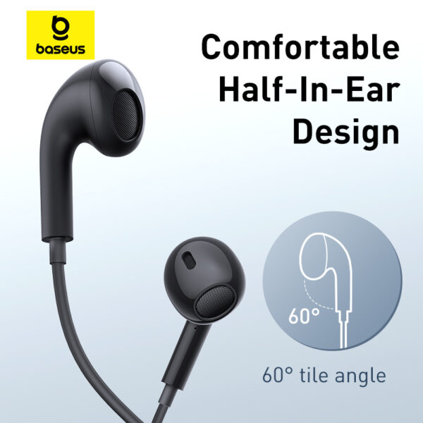 Baseus Type-C Earphone Encok CZ17 Semi-In-Ear Wired  Cluster Black A00170000113-Z1 - Image 4