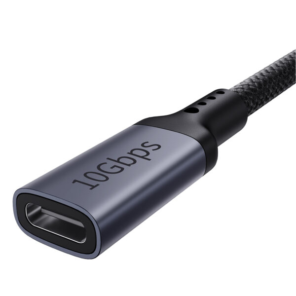BASEUS Type-C Female to Type-c Male Extension Cable 4K 60Hz Clarity  10Gbps Braided Fast Charging Cable 1m Black -B0063370C111-01 - Image 2