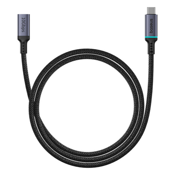 BASEUS Type-C Female to Type-c Male Extension Cable 4K 60Hz Clarity  10Gbps Braided Fast Charging Cable 1m Black -B0063370C111-01 - Image 4