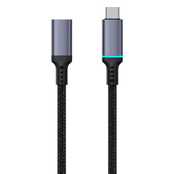 BASEUS Type-C Female to Type-c Male Extension Cable 4K 60Hz Clarity  10Gbps Braided Fast Charging Cable 1m Black -B0063370C111-01 - Image 3