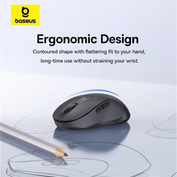 Baseus F02 Ergonomic Wireless Mouse（without Battery）Moon Black B01055505111-01 - Image 8