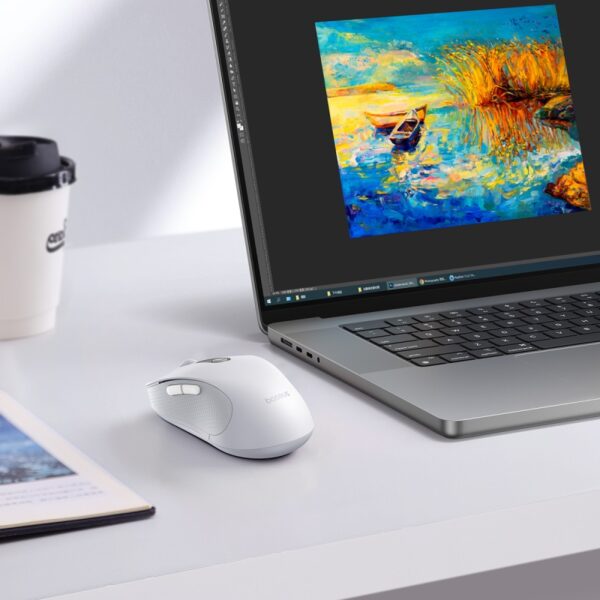 Baseus F02 Ergonomic Wireless Mouse（without Battery）Moon White B01055505211-01 - Image 3