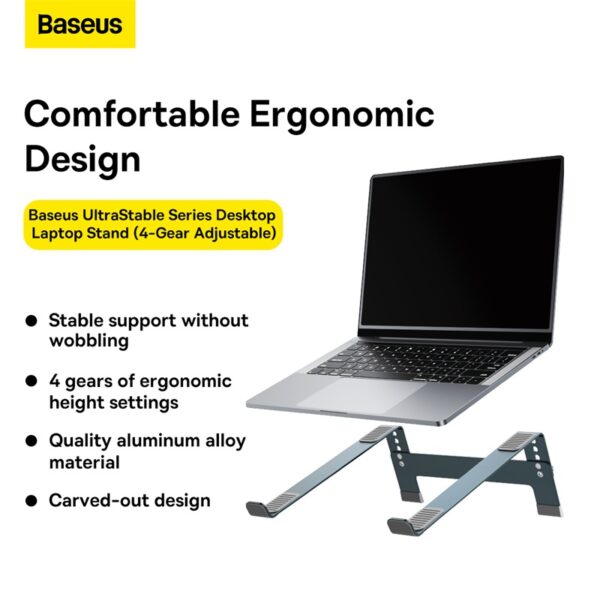 BASEUS  Laptop Stand Ultra stable Series Desktop Aluminum Alloy 4 Gear Adjustable Notebook Bracket - Space Grey  B10053100811-00