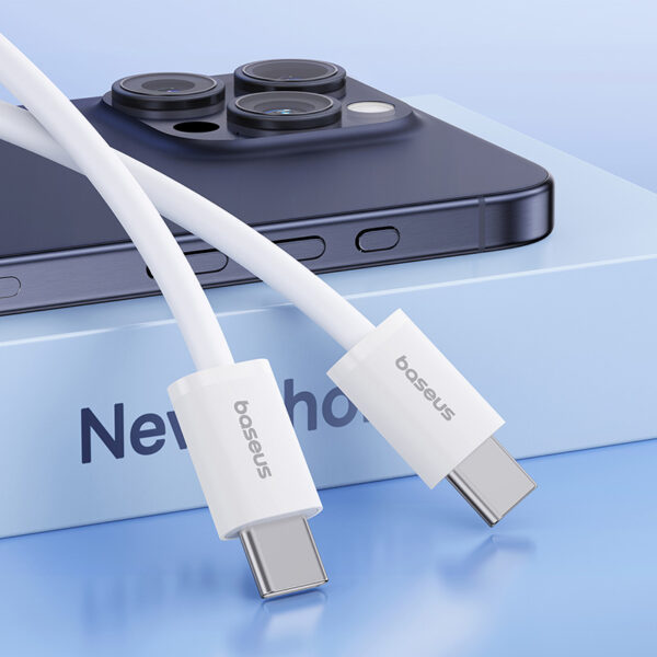 BASEUS Cable For Iphone 15 Pro 15 Pro Max Series  Superior Series 2 Fast Charging Data Cable Type-C to Type-C PD 30W Charging Cable 1m White P10365200211-00 - Image 2