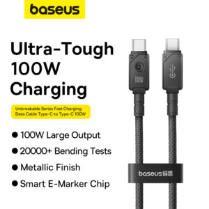 BASEUS Cable Type-C to Type-C 100W Premium Unbreakable Series 1m Fast Charging Braided Data Cable - Cluster Black P10355800111-00