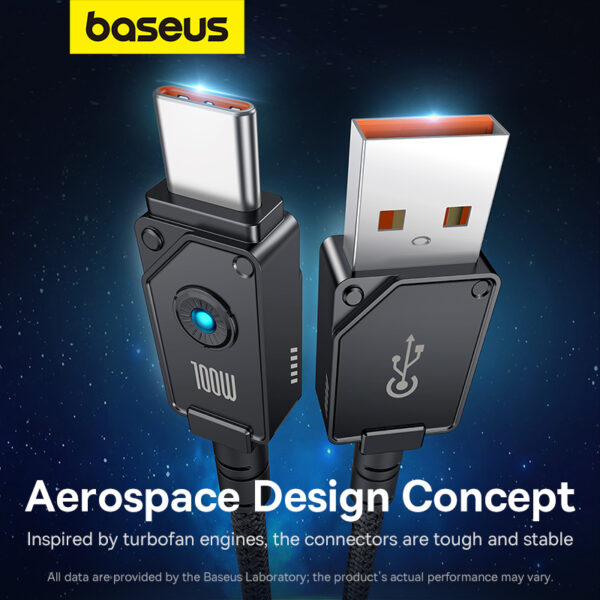 BASEUS Cable USB to Type-C 100W Premium Unbreakable Series 1m Fast Charging Braided Data Cable - Cluster Black P10355801111-00 - Image 4