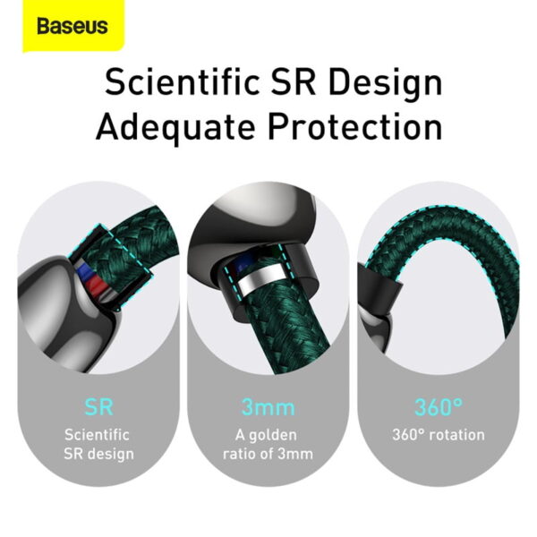 BASEUS Display Fast Charging Data Cable Type-C to Type-C 100W 2m - Green CATSK-C06 - Image 2