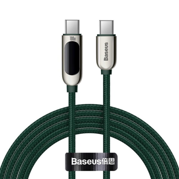 BASEUS Display Fast Charging Data Cable Type-C to Type-C 100W 2m - Green CATSK-C06 - Image 13