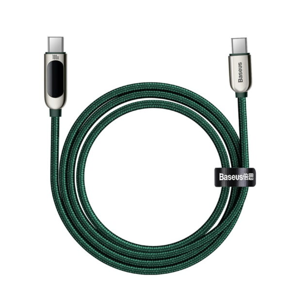 BASEUS Display Fast Charging Data Cable Type-C to Type-C 100W 2m - Green CATSK-C06