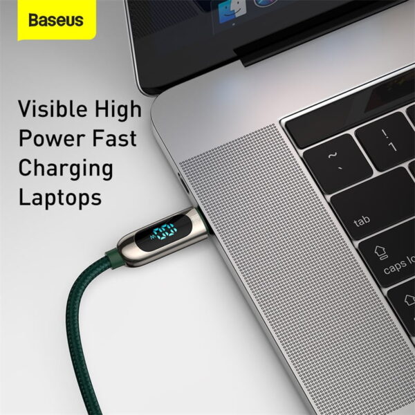 BASEUS Display Fast Charging Data Cable Type-C to Type-C 100W 2m - Green CATSK-C06 - Image 5