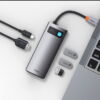 BASEUS Metal Gleam Series 5 in 1 Multifunctional Type C HUB Docking Station Dark Grey CAHUB CX0G