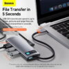 BASEUS Metal Gleam Series 5 in 1 Multifunctional Type C HUB Docking Station Dark Grey CAHUB CX0G s