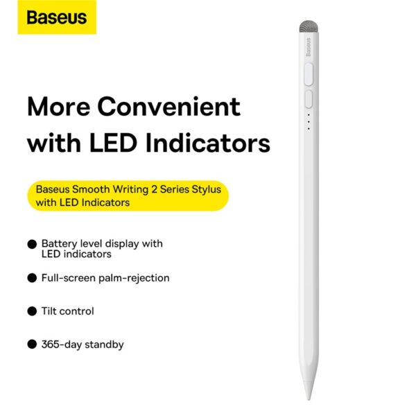 BASEUS Smooth Writing 2 Series Active+Passive  Stylus with LED Indicator version  Type-C cable  Active tip*1  Passive tip cap*1 SXBC060302