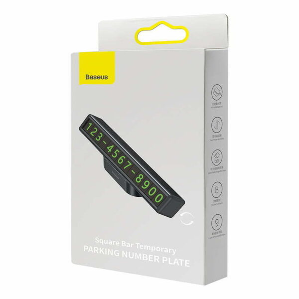 BASEUS Square Bar Temporary Parking Number Plate Phone Number Holder with Base Black CNFT000001 - Image 6