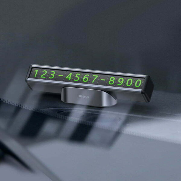 BASEUS Square Bar Temporary Parking Number Plate Phone Number Holder with Base Black CNFT000001 - Image 11