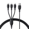 BASEUS Ultra Fast 3 in 1 Fast Charging Cable USB to Micro USB Lightning USB C 3.5A 1.3m Black P10376303121 00 5 1