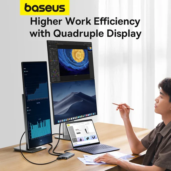 Baseus Hub Portal joy Series 13 in 1 8K 4K 4X Display Type-c Multi-Functional Hub B00053002811-01 - Image 3