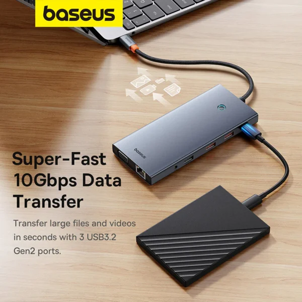 Baseus Hub Portal joy Series 13 in 1 8K 4K 4X Display Type-c Multi-Functional Hub B00053002811-01 - Image 5