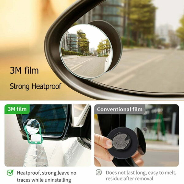 Baseus 2pcs Car Rear View Blind Spot Mirror Full Vision 360 Degree Wide Anger Parking Assistant  Mirror - Image 5