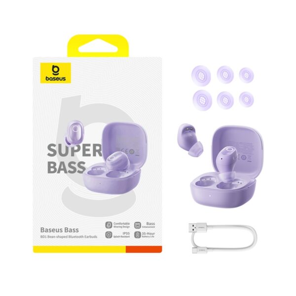 Baseus TWS Bass BD1  True Wireless Earbuds 8hour Long Music Time Cosmic Purple A00084601513-Z1