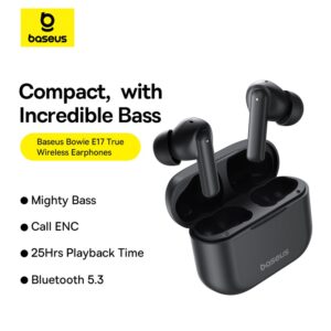 Baseus TWS Bowie E17 Earphones With Dual Mic ENC & Punchy Bass  A00072200113-Z1