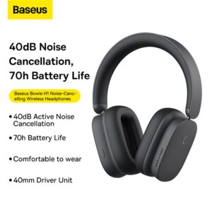 BASEUS Headphone ANC Bowie  H1 Headphone HiFi Stereo Sound NGTW230013 Black - 3 Months warranty