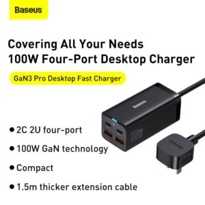 Baseus GaN Charger GaN3 Pro Desktop Fast Charger 2U 2C 100W CN Black CCGP000001