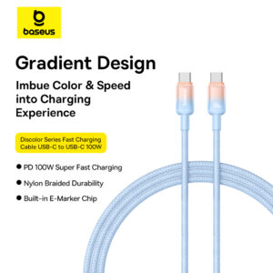 Baseus Cable 100W Type-c to Type-c Discolor Series Fast Charging Data Cable 1M Blue  P10374902311-00